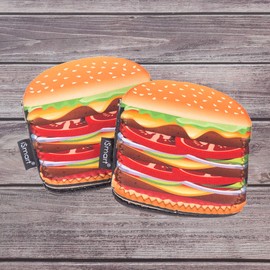 Creative Home Set of 2 (One Pair) Neoprene Oven Mitt Heat Resist Kitchen Gloves Pot Holder Grabber, 5.3" L x 5.7" W, Hamburger