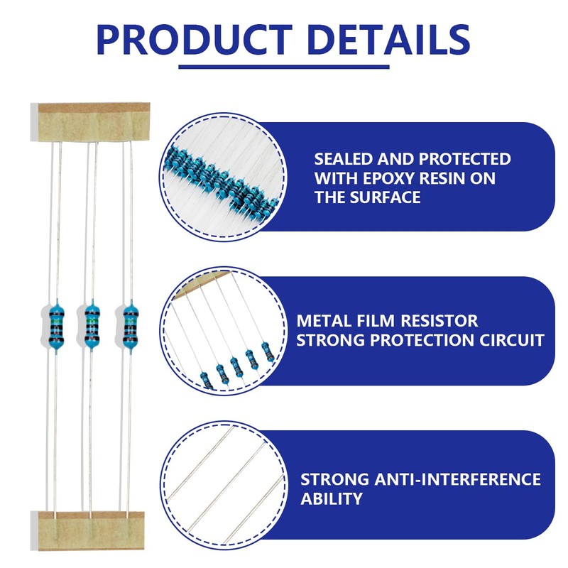 Innfeeltech 1/4 W 1% Tolerance 1.5K Ohm Metal Film Resistor