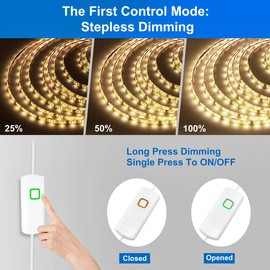 Bason 32.8ft LED Strip Light, 3000K Warm White Under Cabinet Lighting, Dimmable Led Rope Light with RF Remote, SMD 2835, 12V LED Closet Lights for Kitchen, Home, Bedroom, Bookshelf Desk, Waterproof.