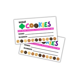 Scout Cookie Reorder Business Card 50 pk 2 x 3.5” for Cookie Selling Season Scout Troop Leaders Hang on Neighbors Door to Door Scout Sales