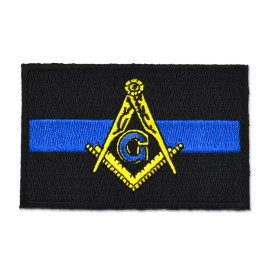 Police Thin Blue Line Square & Compass Embroidered Masonic Patch