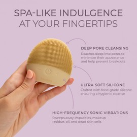 BAUNAS Facial Cleansing Brush | Waterproof Silicone Face Scrubber | Sonic Ultra-Soft Exfoliator | Deep Pore Cleansing Massager | Skincare | Beauty Mother's Day Gift for Women