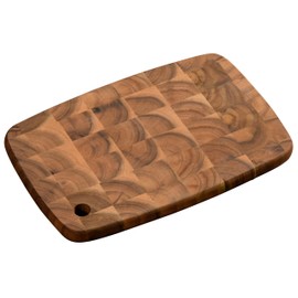 KESPER Professional Chopping Board with Hanging Hole, Material: Acacia Wood (End Wood), Dimensions: 32 x 22 x 2 cm, Colour: Brown, Natural, 28152