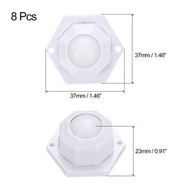 QUARKZMAN 8 Stück Selbstklebende Lenkrollen, 360 Grad Drehbare Mini-Lenkrollen Klebrige Rolle für Möbel Aufbewahrungsbehälter Mülleimer (Weiß, 1 Nylon-Rollenkugel)