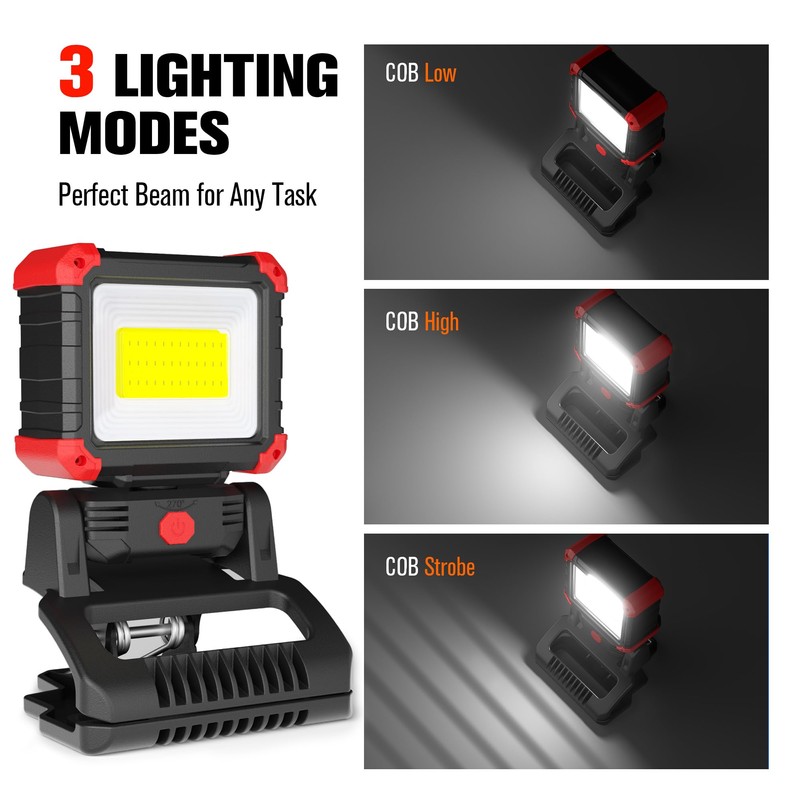Yls 2 Pack LED Rechargeable Work Light with Clamp, 2100LM