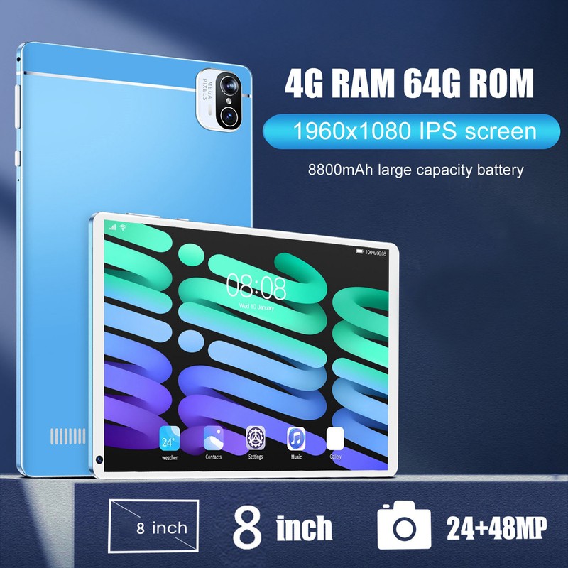 8 Inch Tablet 4G RAM 64G ROM 1960x1080 IPS Display