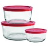 Anchor Hocking Classic Glass Food Storage Containers with Lids, Red,