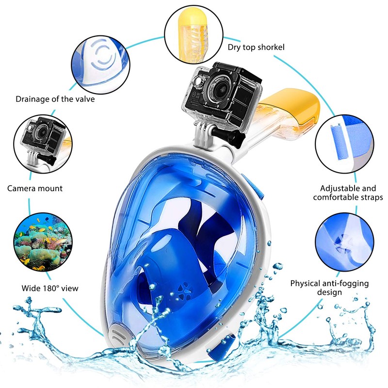 HEARTST Snorkel Mask, New Full Face, 180° Ultra Wide Angle,