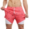 MaaMgic 5" Mens Swim Shorts with Compression Liner 4-Way Stretch