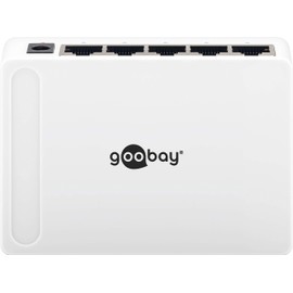 Goobay 93372 5 Port Ethernet LAN Gigabit Switch (bis zu 1000 Mbit/s) Datenübertragung pro Port, einfache Plug & Play-Installation, energiesparend, lüfterlos, weiß