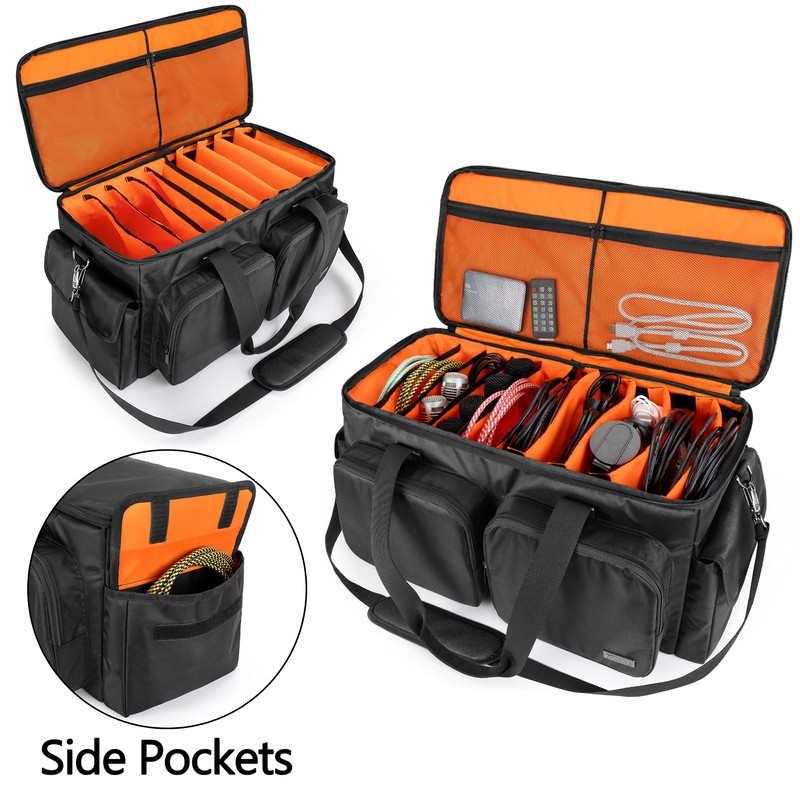 Trunab DJ Cable File Bag with Detachable Padded Bottom and