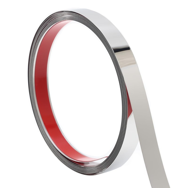 Taaizau Silver Metalized Mirror-Like Finish Molding Trim, Peel and Stick
