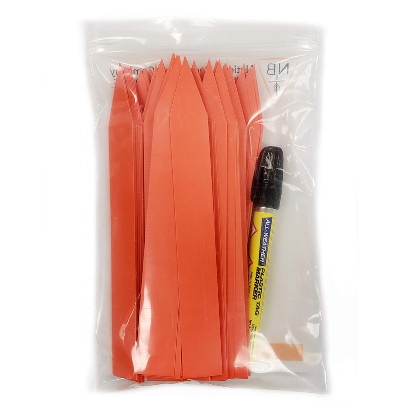 Large 1" x 8" Orange Plastic Plant Labels (Pack of