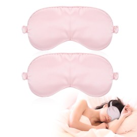 Molain Sleep Mask, 2 Pack Silky Eye Cover Soft Satin Blindfold Elastic Strap Night Eyes Shade for Women Men, Eye Sleep Shade Cover, Blocks Light Reduces Puffy Eyes Gifts(Pink)