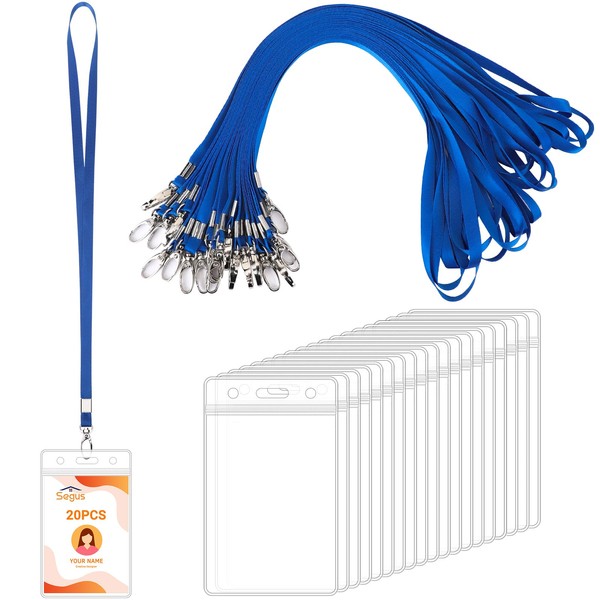 Segus Lanyard, Pack of 20 Card Holder with Strap, Card