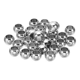 PATIKIL 30pcs Smooth Round Spacer Beads 8mm OD 5mm Inner Diameter 304 Stainless Steel Loose Ball Spacer Beads Silver Perfect for Bracelet Necklace Earrings Jewelry Making