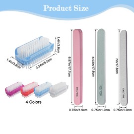 Nail Brush for Cleaning Fingernails, BZUEPRS Fingernail Scrub Brush Soft Stiff Bristles Nail Scrubber Brush with Nail File, Buffer & Shiner, 2 Sided Fingernail Brushes for Cleaning under Nails, 8 Pack