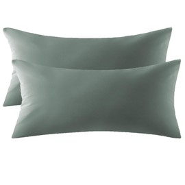 MILDLY Cushion Cover 40 x 80 cm Cotton Satin, Pillowcases 2-Piece with Zip, Oeko-Tex Certified, Soft and Comfortable, GrauSage