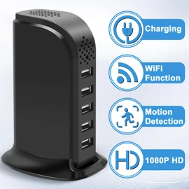 HSKAH USB Charger Camera, WiFi Mini Camera with Phone App, HD 1080P Pet Monitor Nanny Cam with Motion Detection for Home Security, No Audio