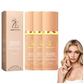 3Pcs Biomimic Foundation 4 en 1,base de maquillaje alta cobertura,SPF 50+
