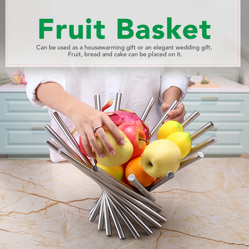 Fruit Basket Foldable Fruits Vegetable Holder Stainless Steel Serving Bowl