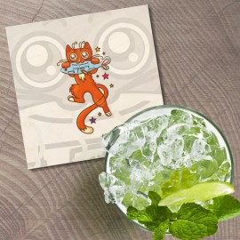 Unbranded Funny Hungry Cat Animal 4'' X 4'' Square Wooden Coaster