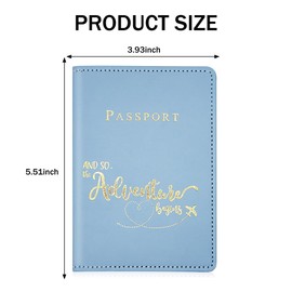 FUZVOL Passport Holder PU Leather Passport Cards Cover for Documents, Passport Wallet for Credit Card, Business Cards, Money, Travel Wallet Women & Men Travel Boarding Accessories, Blue