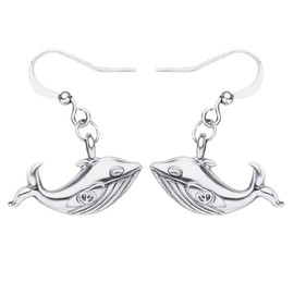 WEVENI Gold Silver Plated Cute Turtle Whale Seahorse Shark Earrings Dangle Ocean Animals Jewelry Gifts for Women Girls (Silver Whale)