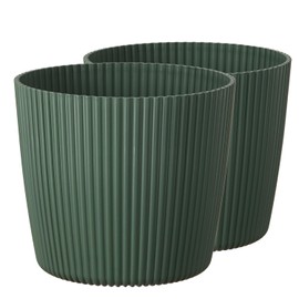 Tymar Flowerpot, planter, pack of 2, round shape (2 pack), green, diameter 11 cm)