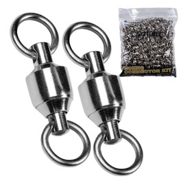 Goture Fishing Ball Bearing Swivel High Strength Stainless Steel,200pcs Barrel Swivels Fishing Saltwater Connectors,#2#4#6#8