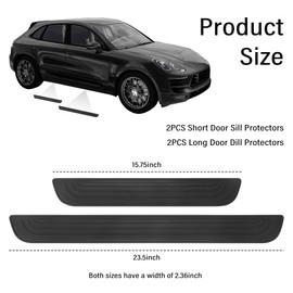4PCS Car Door Sill Protector,Anti-Scratch Rubber Car Door Protector Edge Guards for Door Steps,Universal Waterproof Door Threshold Strips Exterior Accessories for Car Truck SUV (Black, Width 2.36")