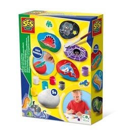 SES Creative 14289 Dinosaur Stones Painting with Transfer Stickers, Various Colours