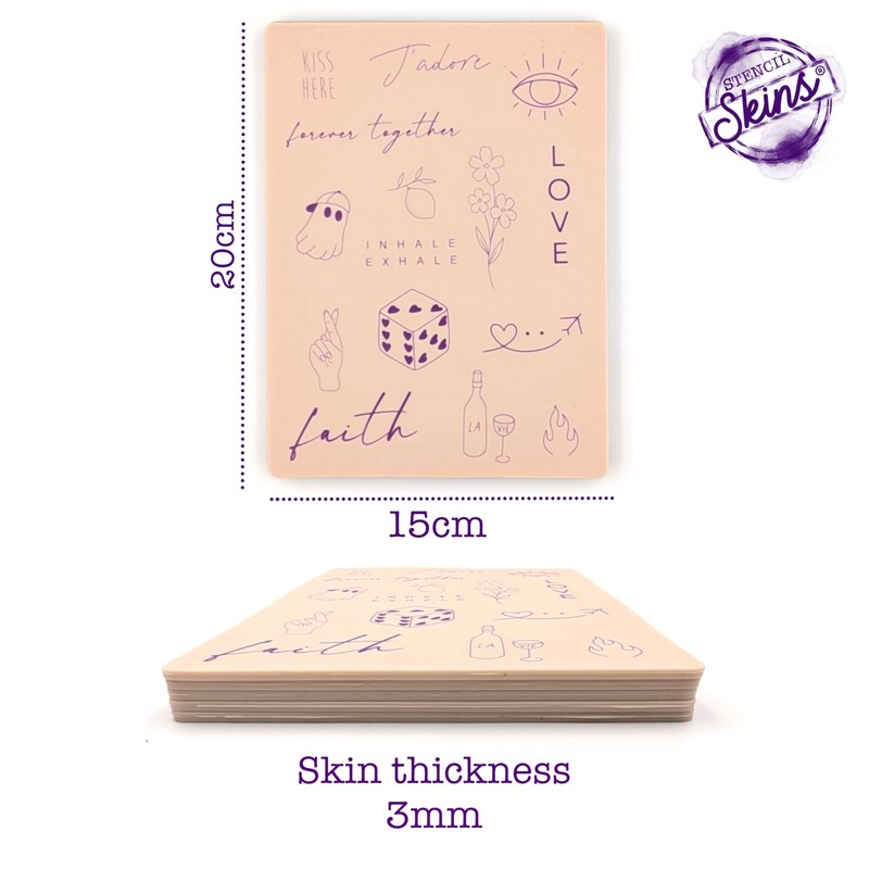 Pre-Printed Tattoo Practice Skins - 5 Pack | Pre Printed