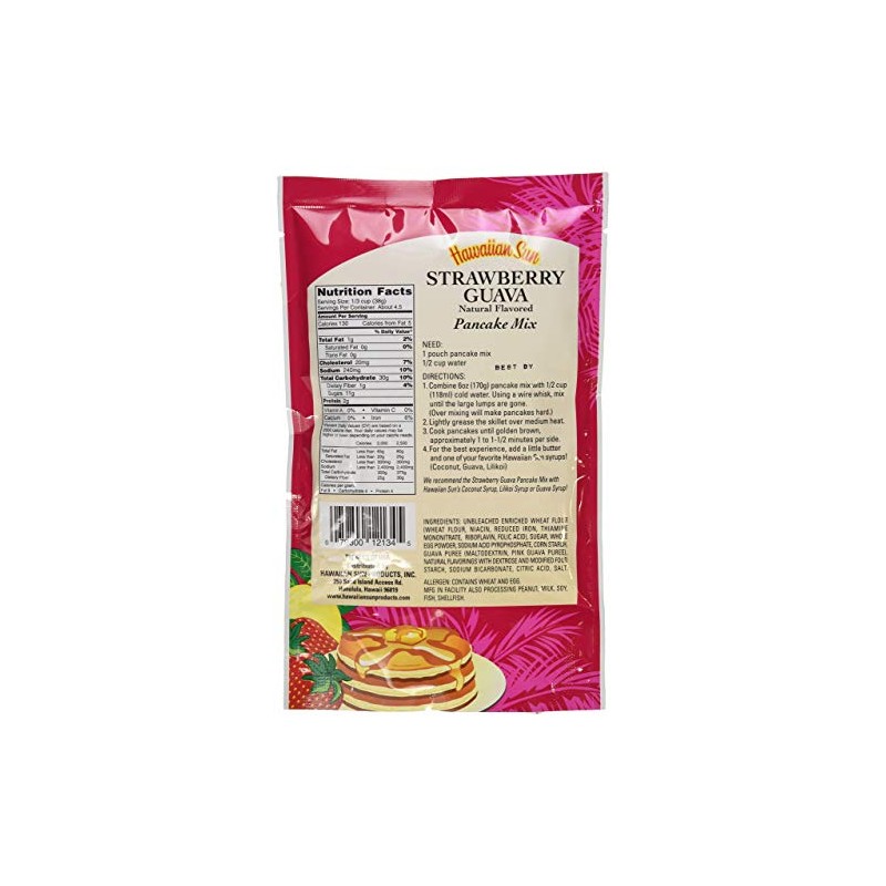 Pancake Mix, 6 Ounce Bag by Hawaiian Sun (Strawberry Guava,