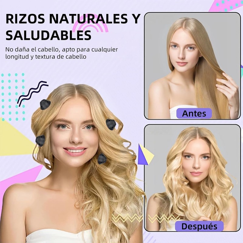 Rizos Sin Calor de Silicona, 40 Pzs Rizadores para Onda