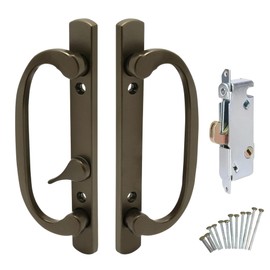 8.5" Legacy Sliding Patio Glass Door Handle Set Replacement – Offset Latch, Non-Keyed, Bronze – Sash Controls 2265 Handle & 45° Mortise Lock– Fits 3-15/16” Screw Spacing & 1-1/4" to 2-1/4" Thick Doors
