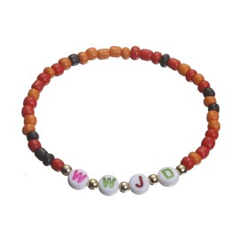 Caiyao 4Pcs WWJD Bracelets for Teen Colorful Elastic Beaded Bracelets for Women What Would Jesus Do Bracelets Layered Letter Bracelets Inspirational Religious Reminder-4Pcs