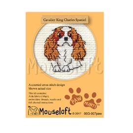 Mouseloft Mini Cross Stitch Kit - Cavalier King Charles Spaniel, Paw Prints Collection