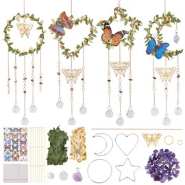 ACRNIGHEET DIY Suncatchers, 230Pcs Sun Catchers Making Supplies Kit for Adults Haing Prism, Crystal Rainbow Dream Catcher Suncatcher Making Kit with Instruction for Indoor Home Garden Weeding Decor