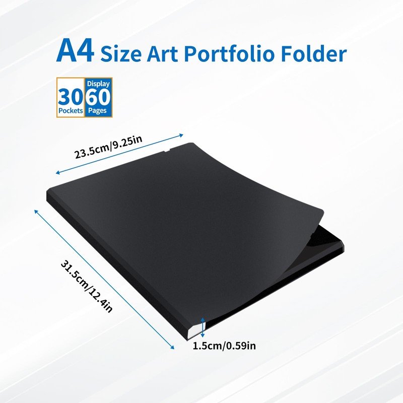 FRETONBA 30 Pocket Presentation Binder with Plastic Sleeves, Displays 60