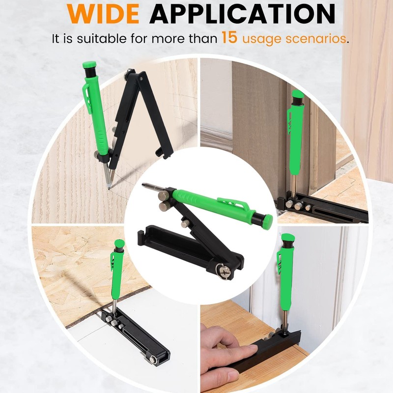 Multipurpose Scribing Tool Adjustable Contour Scriber with Pen Woodworking Measuring