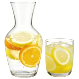 Lily's Home 26 oz Water Carafe, With Glass Cup as Lid, Bedside Water Carafe for Bedroom, Bathroom, or Kitchen, Ideal for Midnight Hydration and End Table Decor