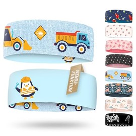 Children's Headband - Thin, Ultralight and Elastic Sports Headband for Boys and Girls (Construction Site Blue)