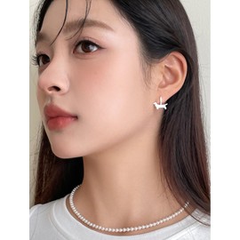 Dachshund Dog Small Hoop Earrings Cartilage Cuffs 925 Sterling Silver Pin Post Tiny Puppy Animal Pet Geometric Huggie Hoops Earring Cute Hypoallergenic Jewelry Christmas Birthday Gifts for Women Daughter