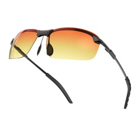 Nachtfahrbrille, HD-Nachtsicht, polarisierte Fahrbrille zum Angeln, Risikominderung, blendfrei, UV400-Augenschutz, ultraleicht, Orange-gelbe Pro-Linse (blockiert 87 % der Scheinwerfer)