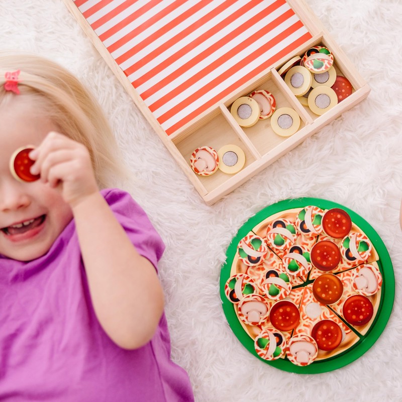 Melissa & Doug Wooden Pizza Party Play Set, 36 Self-Stick