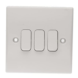 kenable 3 Gang 2 Way 10A Triple Light Switch Rounded Faceplate White [3 Gang (2 Way) Light Switch]