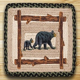 Earth Rugs 59-PM116MB PM-116 Mama & Baby Bear 13x19 Rectangle Placemat, 13" x 19", Black/Green