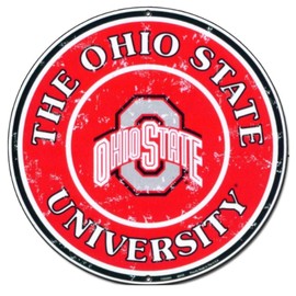 Signs 4 Fun Large Round Sign | Ohio State Uni Sign | 24” Diameter | Embossed Aluminum Sign | Made in the USA