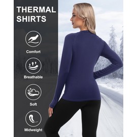 Women's Thermal Athletic Shirts Long Sleeve Compression Baselayer Tops for Cold Weather 2 4 Pack, X Large, 2 Black White Charcoal